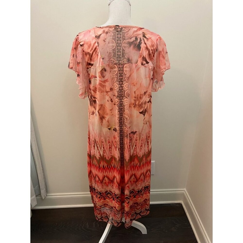 One World Multicolor Short Flutter Sleeve Dress B… - image 2